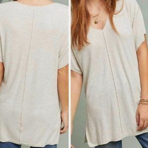 Bordeaux Beige V-neck Short Sleeve T-shirt tunic XS